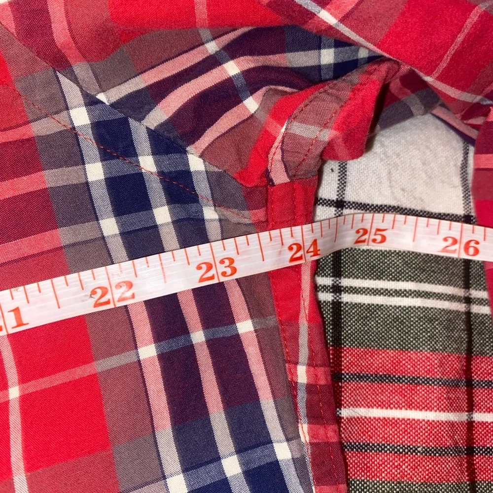 J.Crew Men’s Chapman Washed Tartan Plaid Button-Down Shirt | Red Blue Cotton XL
